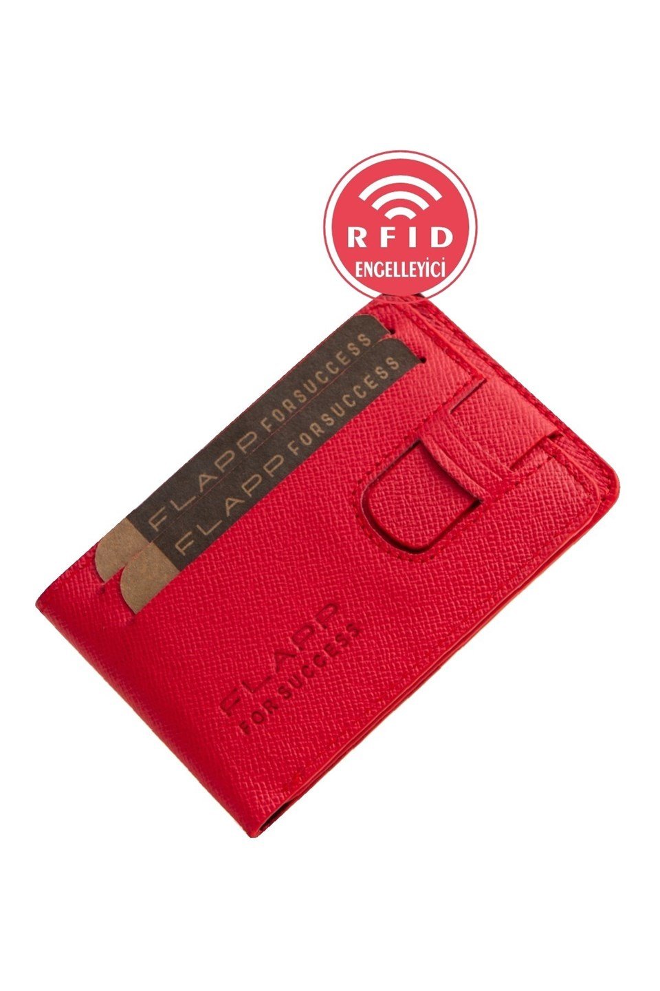 Flapp Hakiki Deri Kırmızı Unisex Cüzdan Kartlık