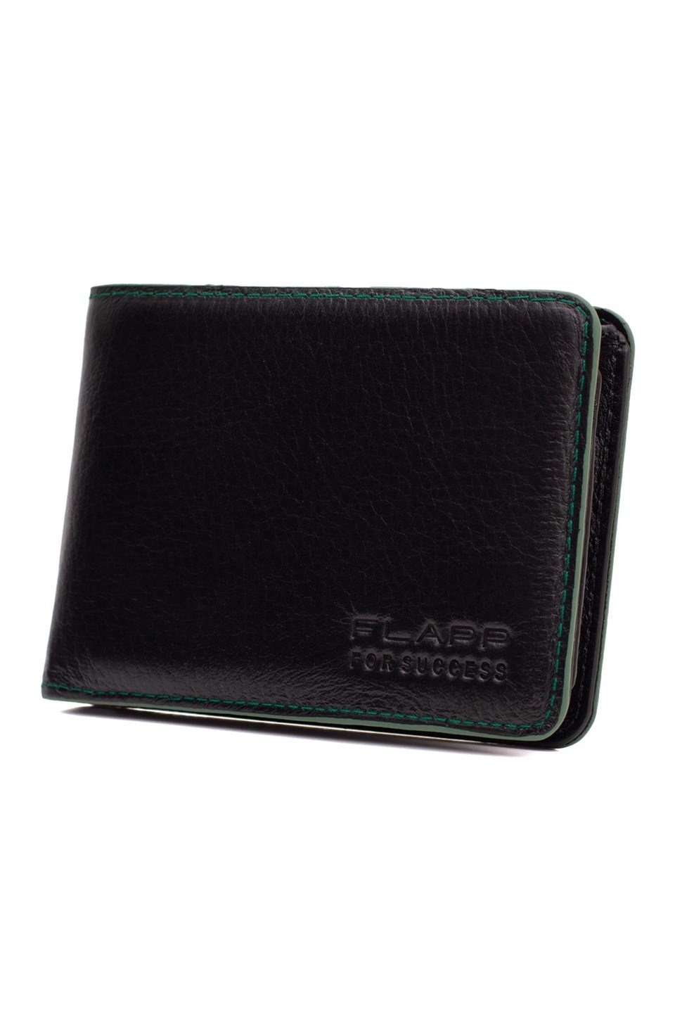 Flapp Hakiki Deri Yeşil Kenar Boyalı Spor Cüzdan