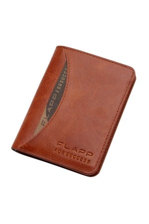 Flapp Hakiki Crazy Taba Deri Rfıd Korumalı Unısex Cüzdan Kartlık