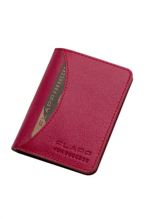 Flapp Hakiki Deri Desenli Pembe Rfıd Korumalı Cüzdan Kartlık