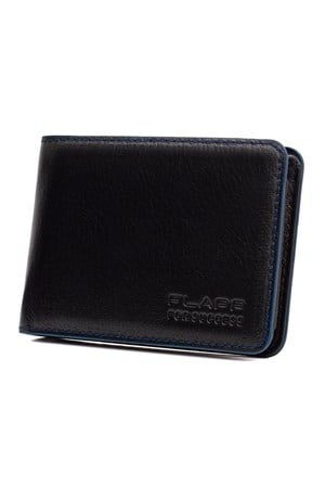 Flapp Hakiki Deri Mavi Kenar Boyalı Spor Cüzdan