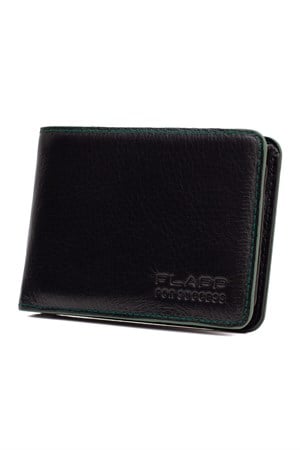 Flapp Hakiki Deri Yeşil Kenar Boyalı Spor Cüzdan