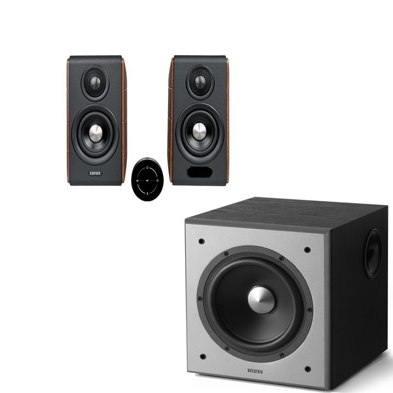 Edifier S880DB MKII Ceviz Hifi Hoparlör ve Edifier T5 Aktif Subwoofer