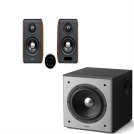 Edifier S880DB MKII Ceviz Hifi Hoparlör ve Edifier T5 Aktif Subwoofer