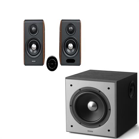 Edifier S880DB MKII Ceviz Hifi Hoparlör ve Edifier T5 Aktif Subwoofer