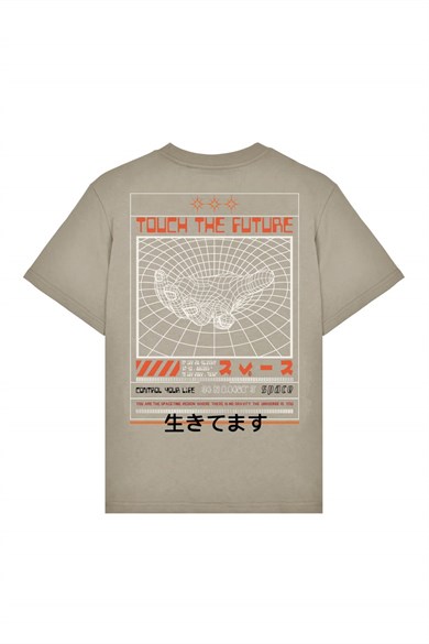 TOUCH THE FUTURE PRINTED KADIN OVERSIZE TSHIRT