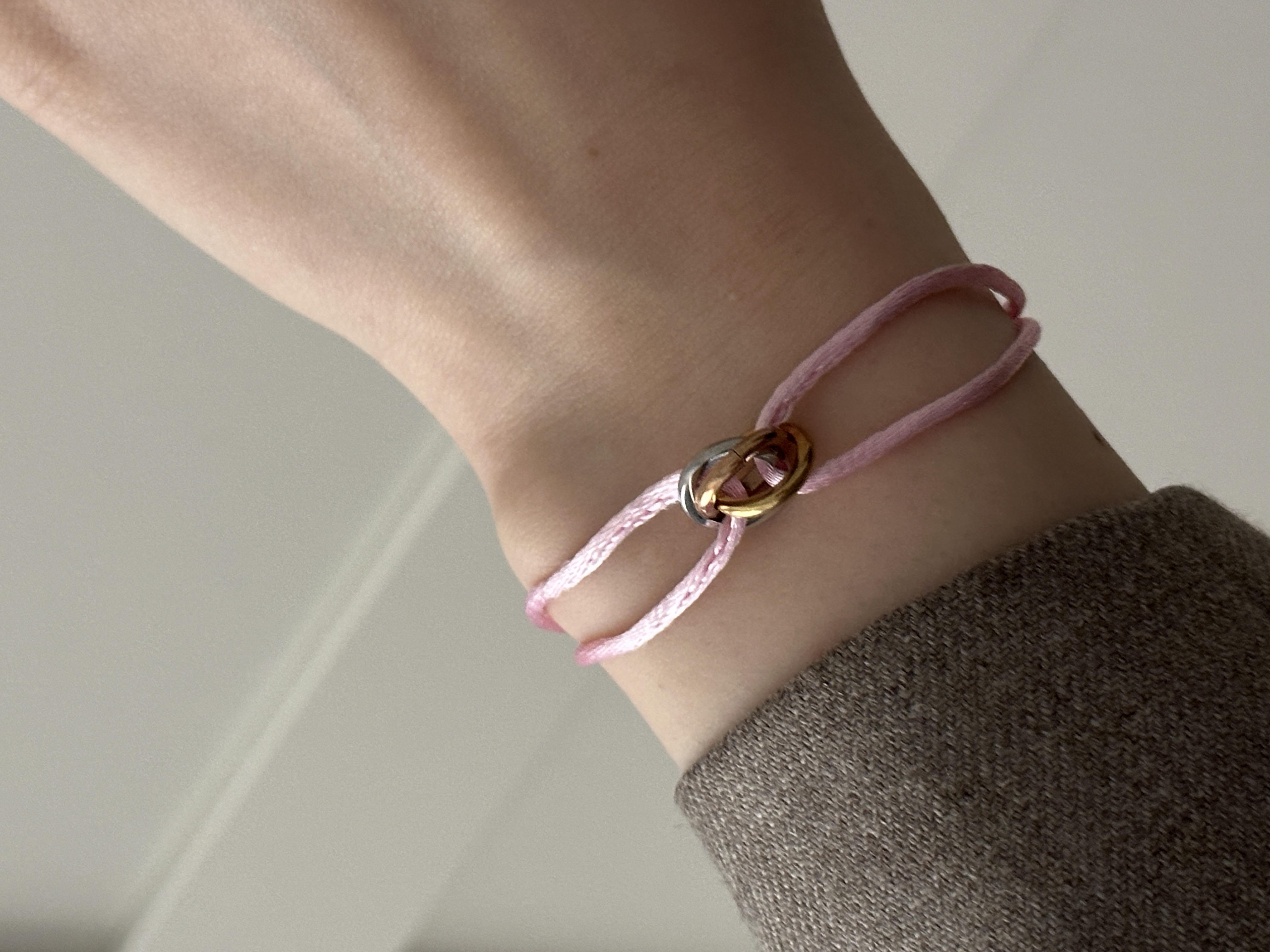 Cartier Model Trinity 3 Lu MIX Ayarlanabilir pli Halka Du um Bileklik Pembe