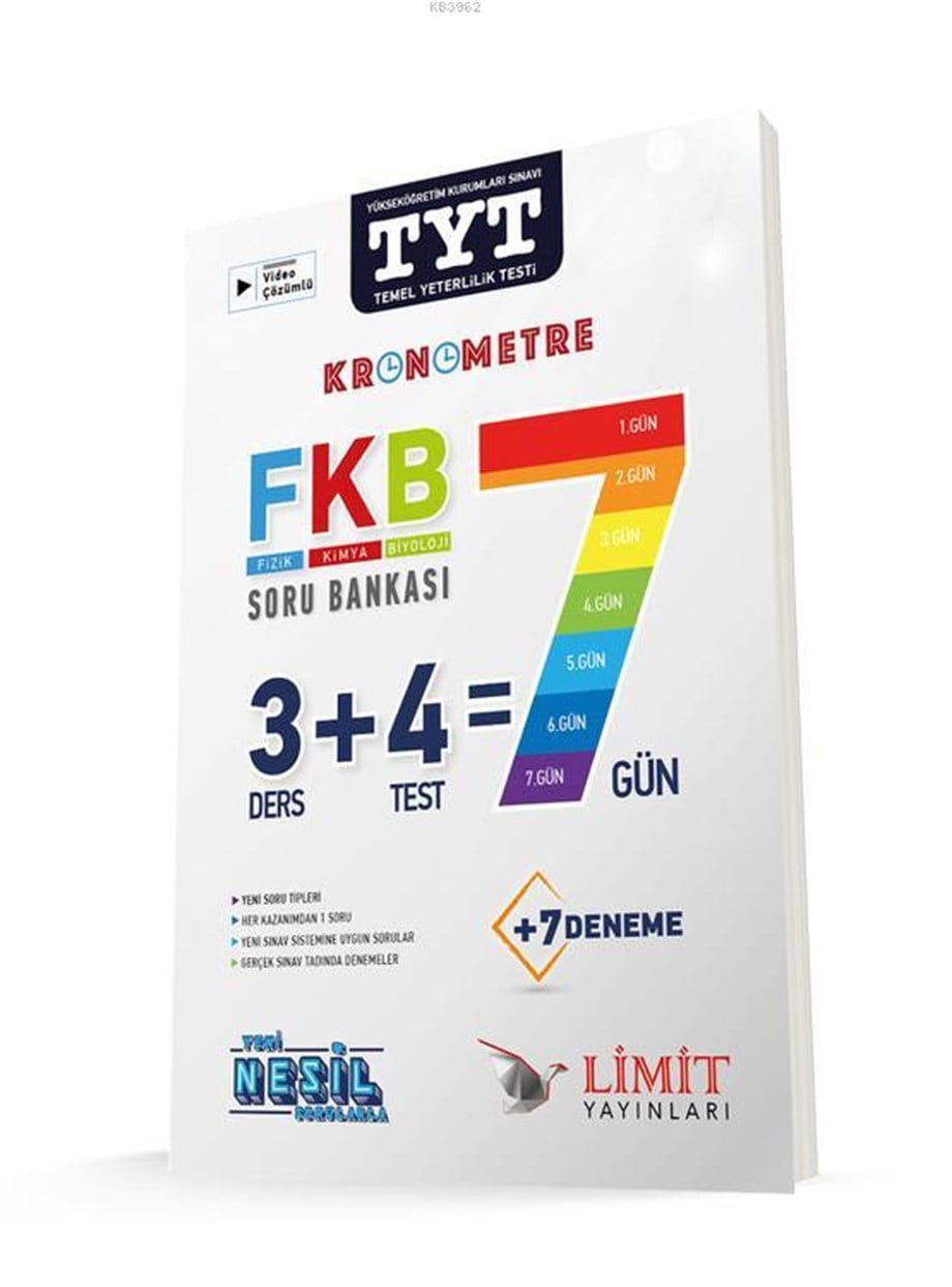 Limit Yayınları TYT Fizik Kimya Biyoloji Soru Bankası FKB Limit 