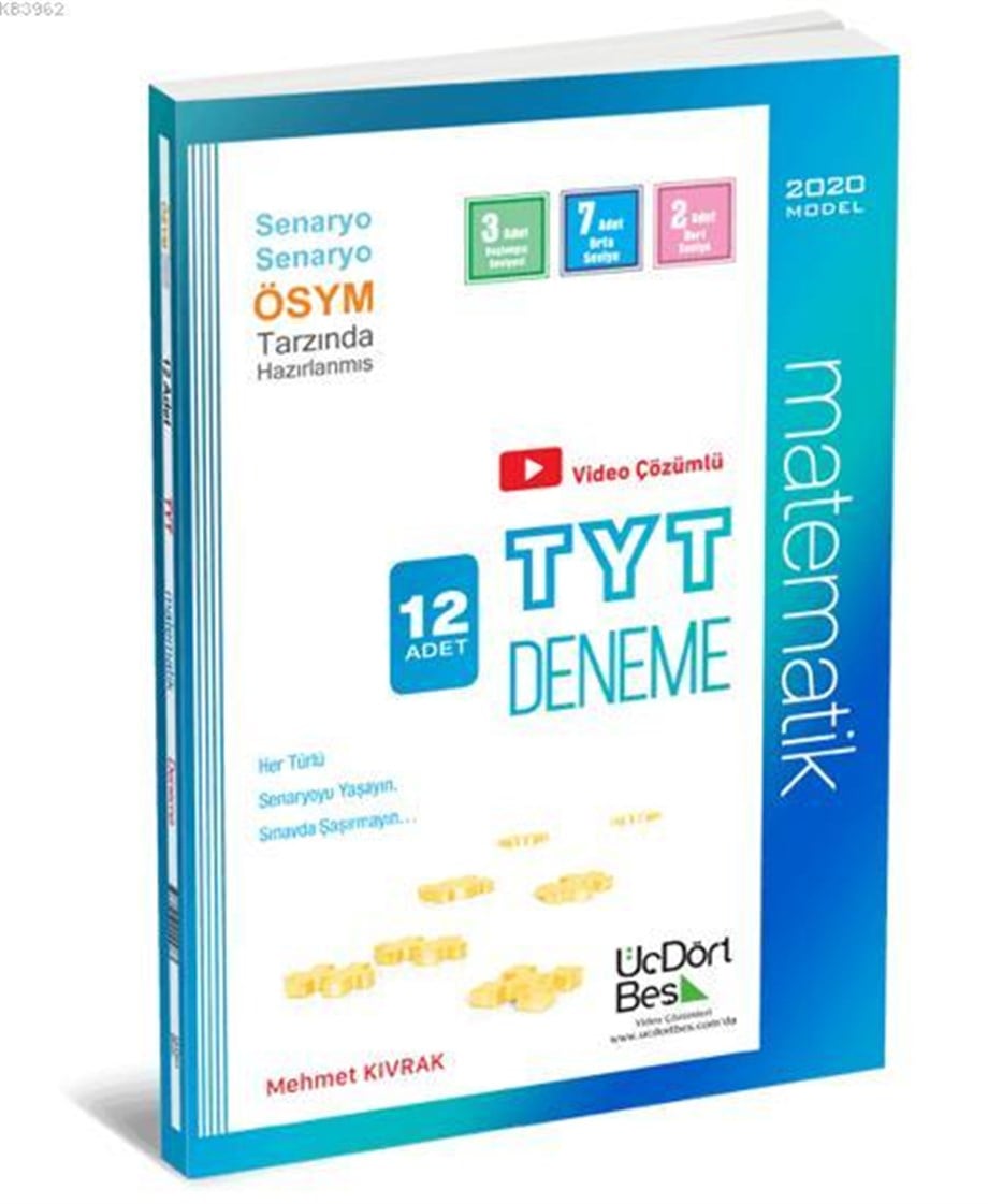 Üç Dört Beş Yayınları TYT Matematik 12 Adet Deneme Üç Dört Beş 