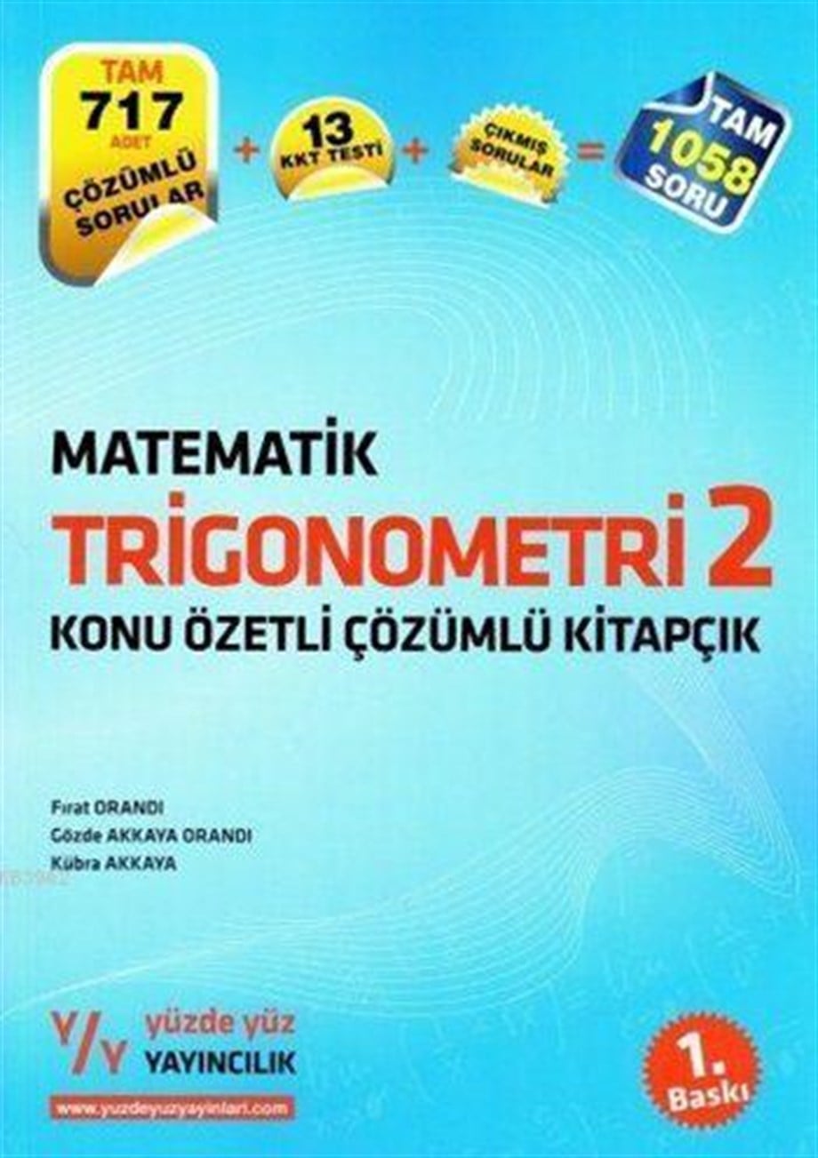 Yüzde Yüz Yayınları Trigonometri 2 Konu Özetli Çözümlü Kitapçık Yüzde Yüz 