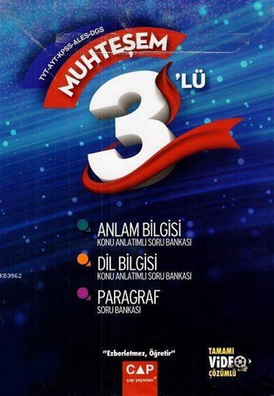 Çap Yayınları TYT AYT KPSS ALES DGS Muhteşem 3 lü Set Anlam Bilgisi Dil Bilgisi Paragraf Tamamı Video Çözümlü Çap 