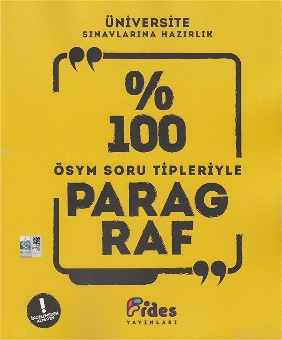 Fides Yayınları Üniversite Sınavlarına Hazırlık %100 ÖSYM Soru Tipleriyle Paragraf Soru Bankası Fides 