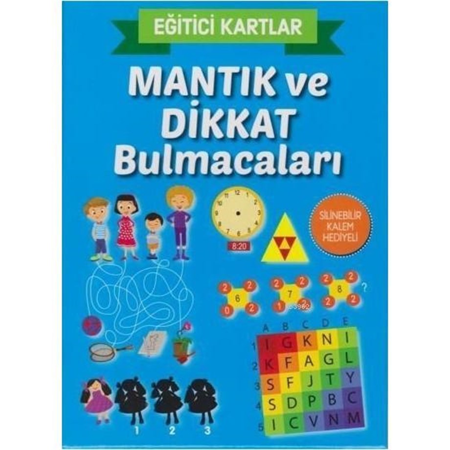 Mantık ve Dikkat Bulmacaları - Eğitici Kartlar Silinebilir Kalem Hediyeli