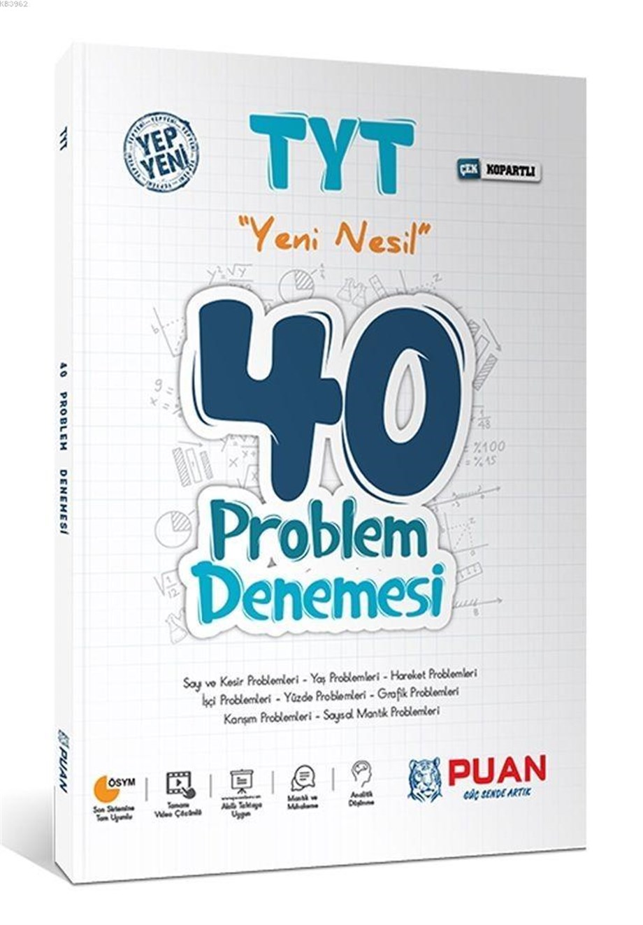 Puan Yayınları TYT Yeni Nesil Problemler 40 Deneme Puan 