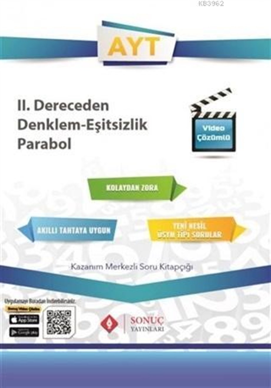 Sonuç Yayınları AYT II. Dereceden Denklem- Eşitsizlik- Parabol Kazanım Merkezli Soru Kitapçığı Sonuç 