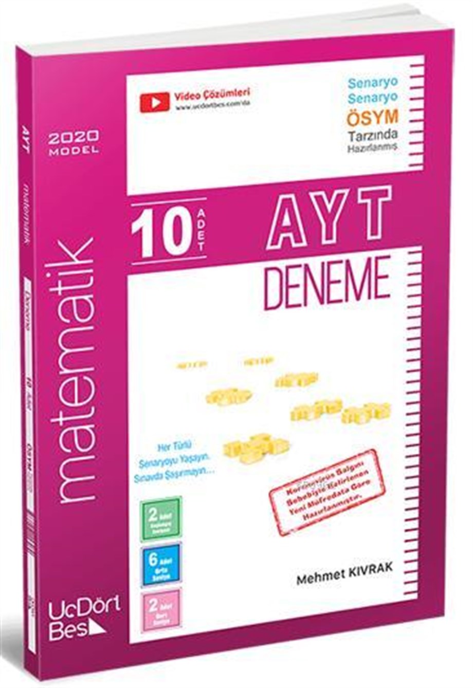 Üç Dört Beş Yayınları AYT Matematik 10 Adet Deneme 2020 Özel Üç Dört Beş 