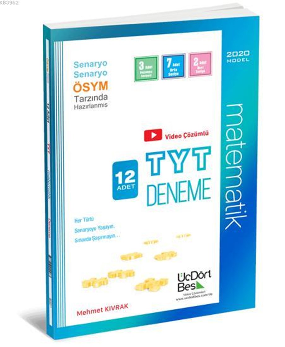 Üç Dört Beş Yayınları TYT Matematik 12 Adet Deneme Üç Dört Beş 
