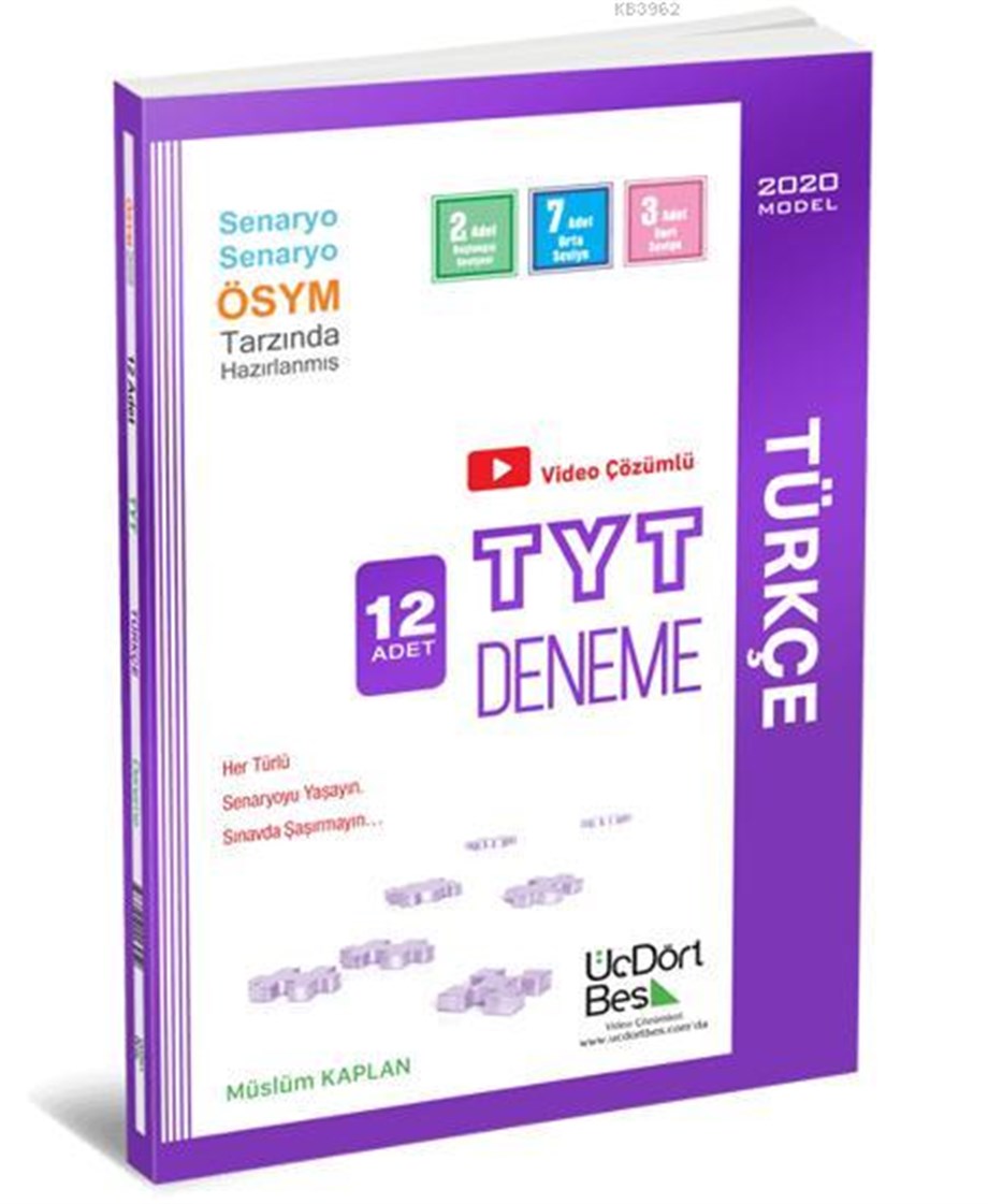 Üç Dört Beş Yayınları TYT Türkçe 12 Adet Deneme Üç Dört Beş 