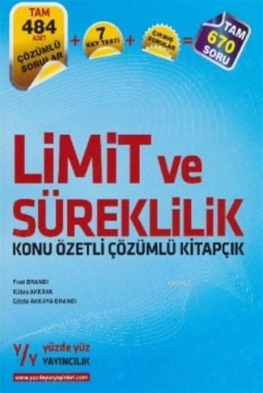 Yüzde Yüz Yayınları Limit ve Süreklilik Konu Özetli Çözümlü Kitapçık Yüzde Yüz 