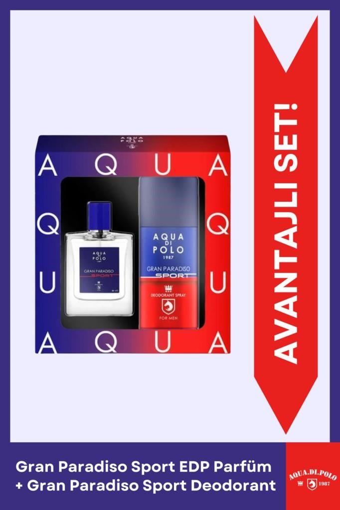 Aqua Di Polo 1987 Gran Paradiso Sport EDP 50 ml Erkek Parfüm Seti 