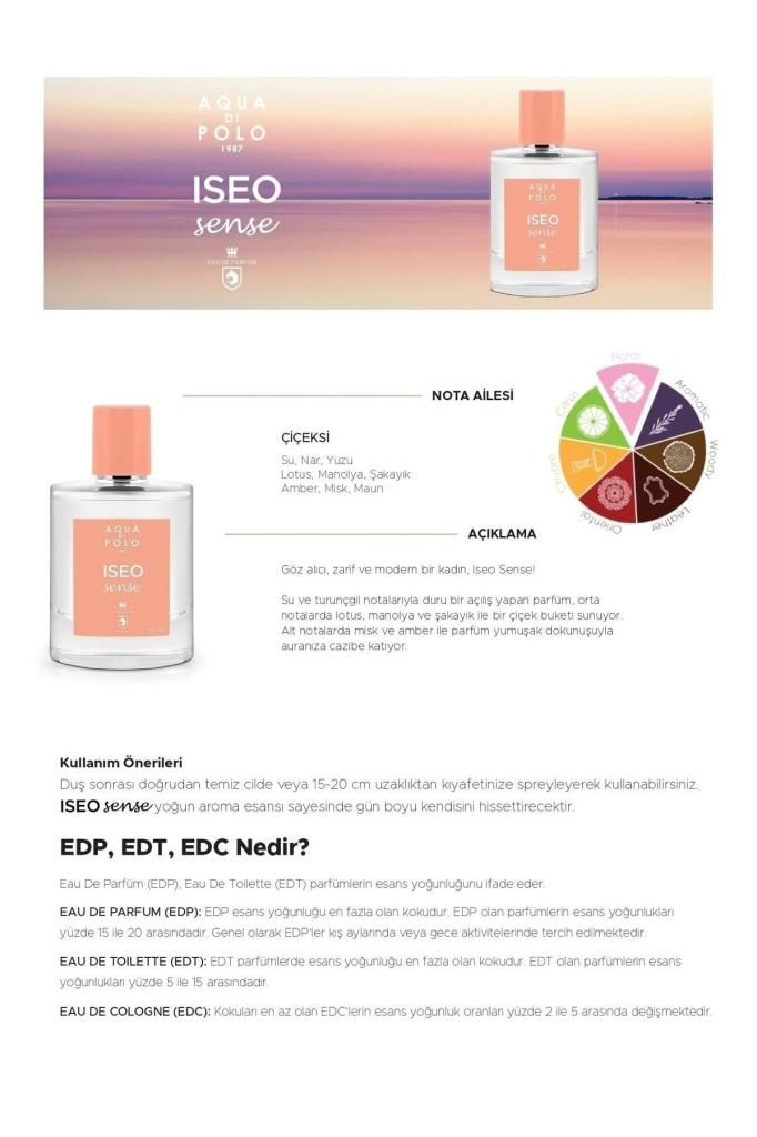 Aqua Di Polo 1987 Iseo Sense EDP 50 ml Kadın Parfüm