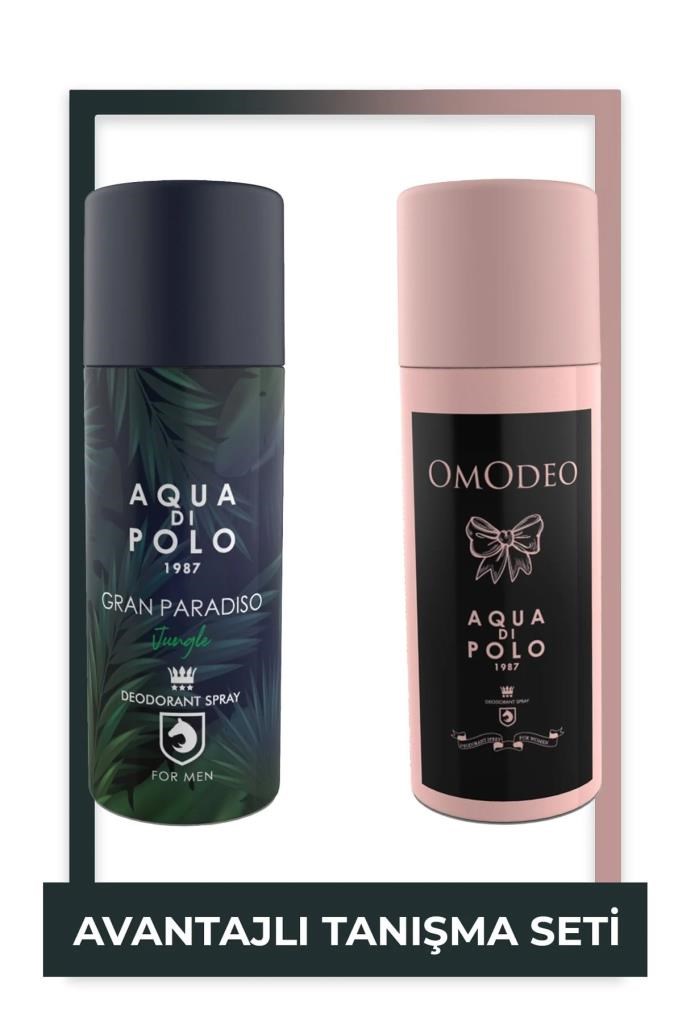 Aqua Di Polo 1987 Omodeo Kadın Deodorant Ve Gran Paradiso Jungle Erkek Deodorant Seti 150 ml 2 Adet