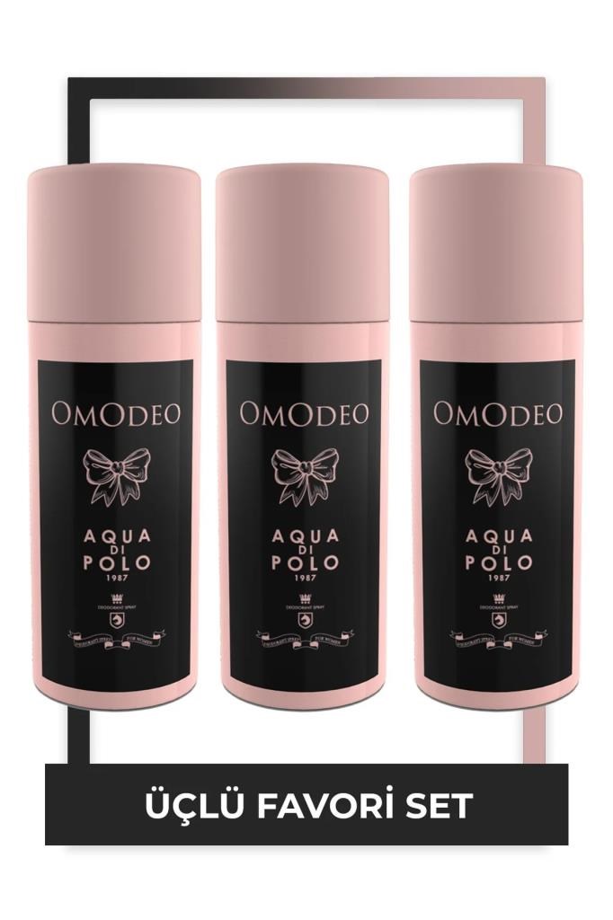 Aqua Di Polo 1987 Omodeo Parfümlü Kadın Deodorant Seti 150 ml 3 Adet | Çiçeksi, Vanilyalı | Alüminyum İçermez