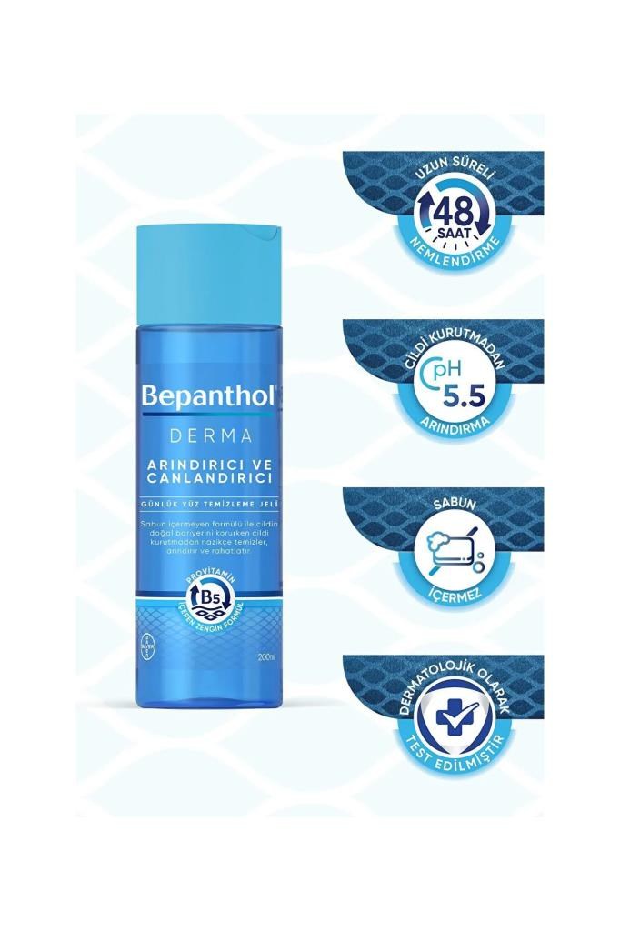 Bepanthol Derma Arındırıcı Canlandırıcı Yüz Temizleme Jeli 200 ml 2li Paket Kadife Çanta