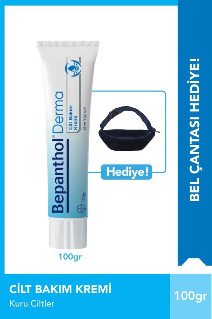 Bepanthol Derma Cilt Bakım Kremi 100g Günlük Yüz Vücut Bakım & Bel Çantası Hediye - Yoğun Nemlendirici