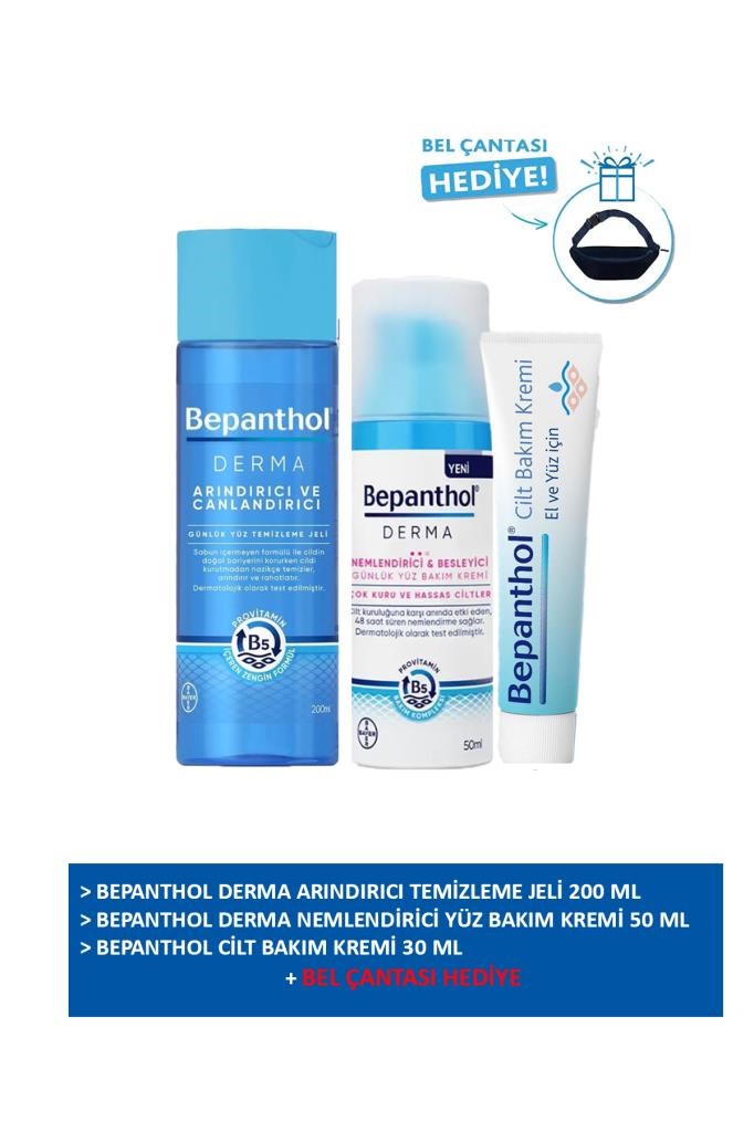 Bepanthol Derma Onarıcı Yüz Temizleme Bakım Seti + Çanta Hediyeli