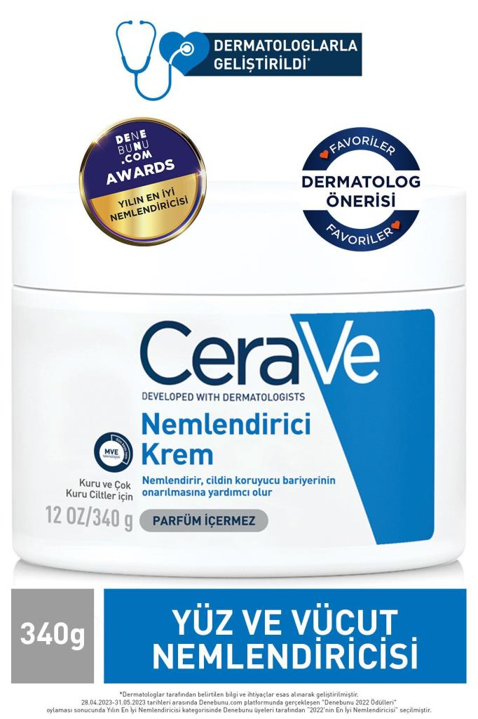 CeraVe Yüz Ve Vücut Nemlendirici Krem Kuru Ciltler Için 340 gr