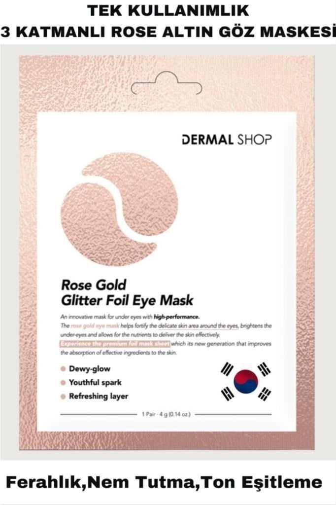 Dermal Rose Gold Glitter Foil Göz Maskesi 4 Gr