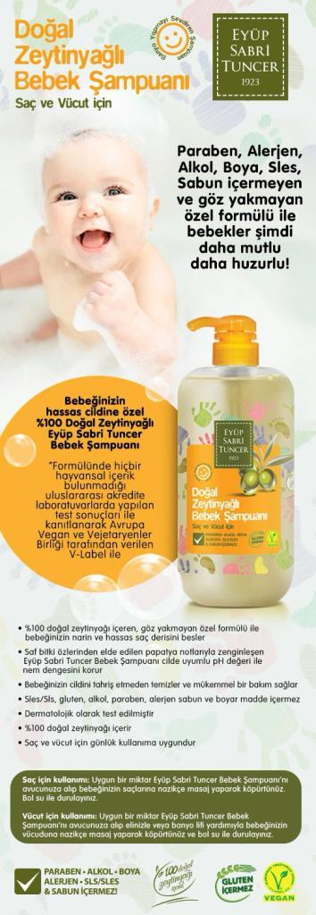 Eyüp Sabri Tuncer Doğal Zeytinyağlı Bebek Şampuanı 600 ml