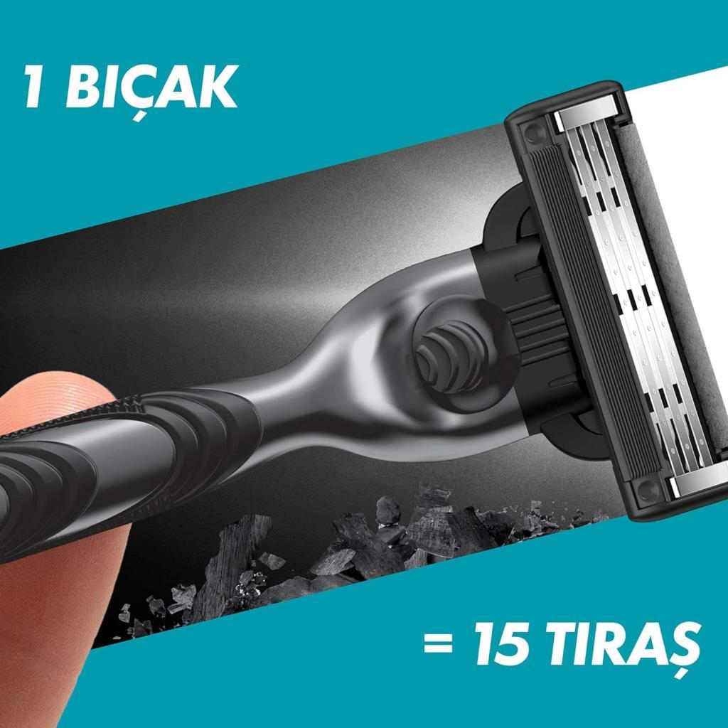 Gillette Mach 3 Charcoal Tıraş Makinesi + 2 Yeded Tıraş Bıçağı