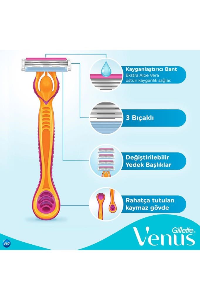 Gillette Venus Simply Tıraş Makinesi 3 Yedek Tıraş Bıçağı