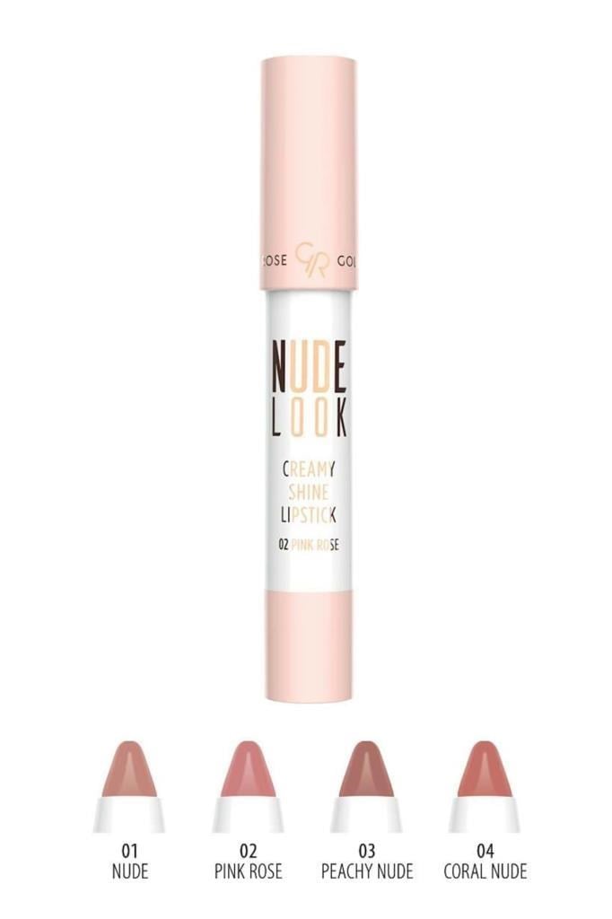 Golden Rose Nude Look Creamy Shine Lipstick 02 Pink Rose Ruj