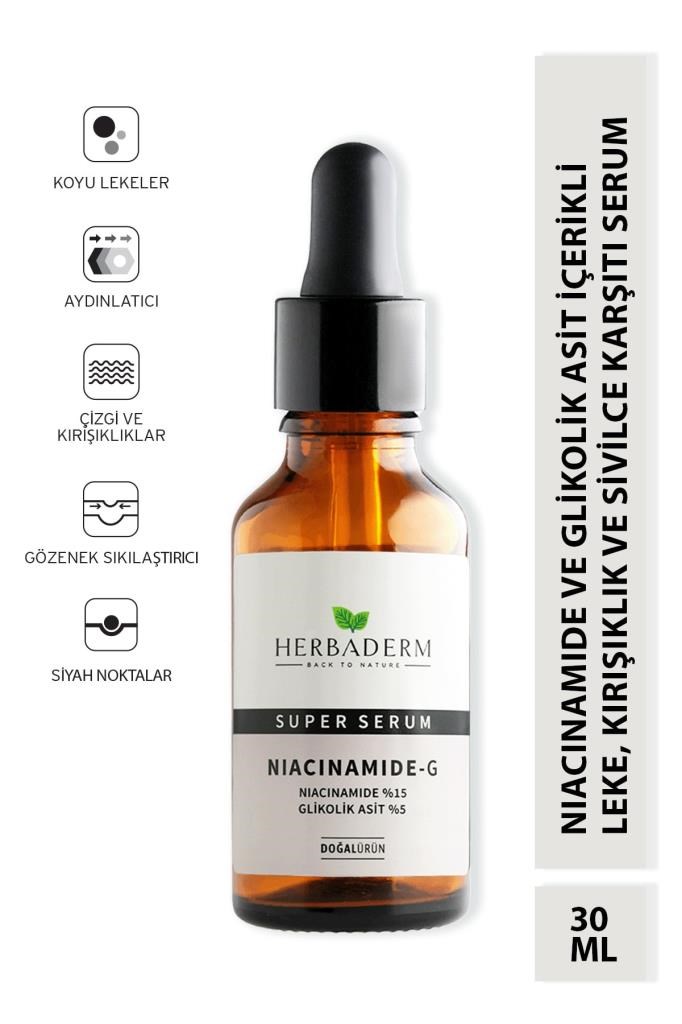 Herbaderm Siyah Nokta Karşıtı, Cilt Tonu Eşitleyici Niacinamide Serum 30 ml