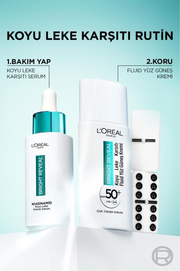 LOreal Paris Bright Reveal SPF50+Fluid Yüz Güneş Kremi 50ml