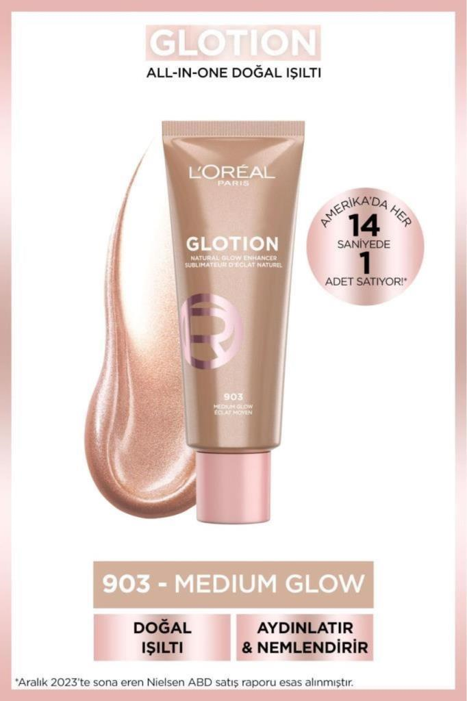 LOreal Paris Glotion All-In-One Doğal Işıltı 903 Medium Glow 40 ml Aydınlatıcı