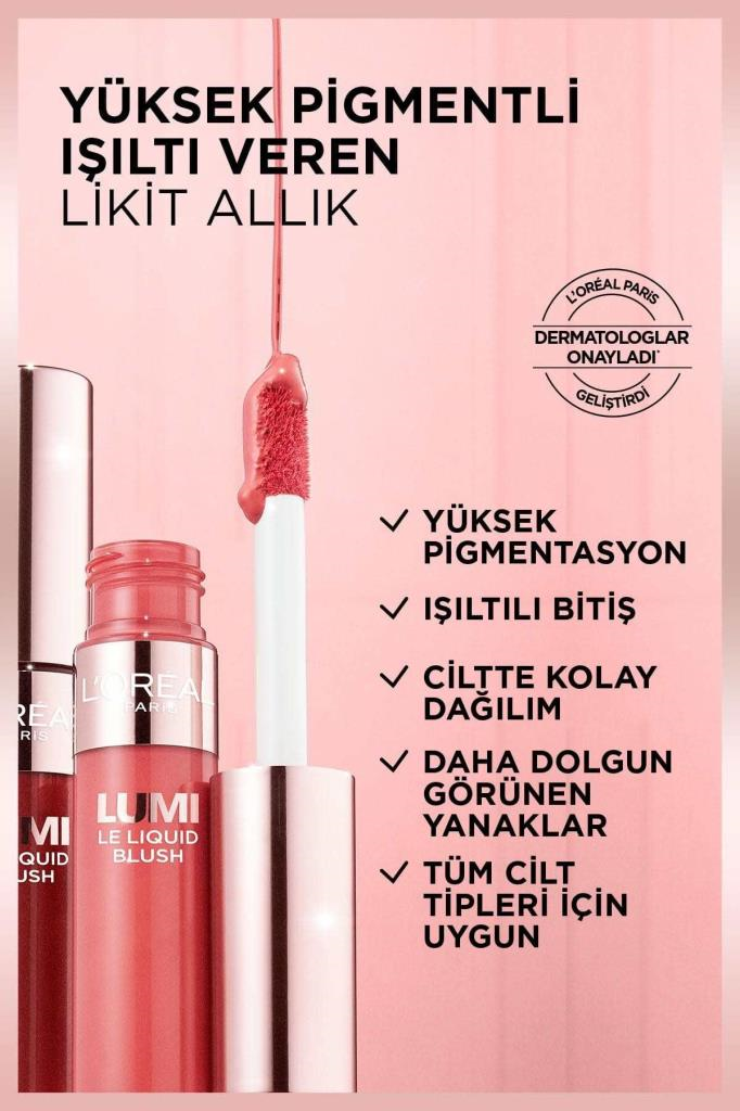 LOreal Paris Lumi Blush Likit Allık - 635 Glowy Worth It Medium