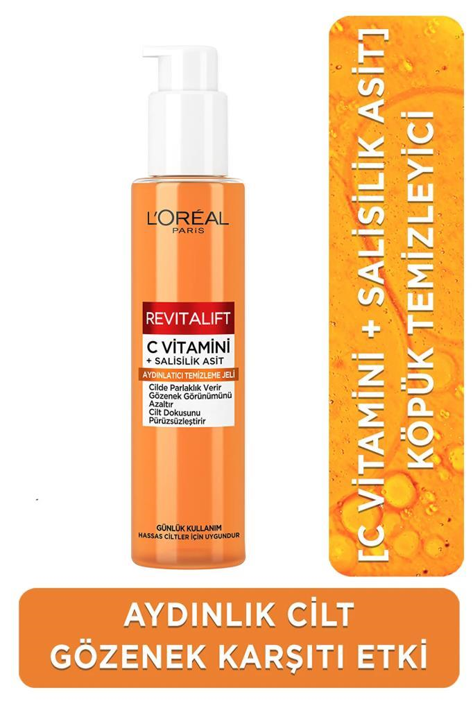 LOreal Paris Revitalift Clinical [C vitamini + Salisilik Asit], Aydınlatıcı ve Gözenek Karşıtı Köpük Temizleyici