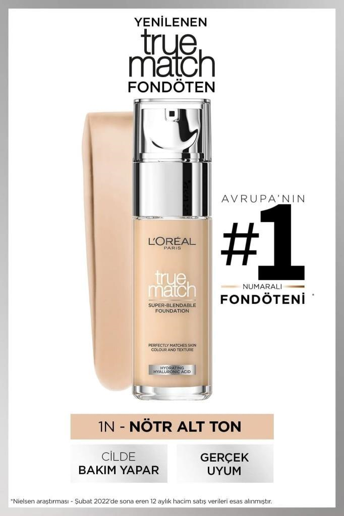 LOreal Paris True Match Bakım Yapan Fondöten 1N IVORY