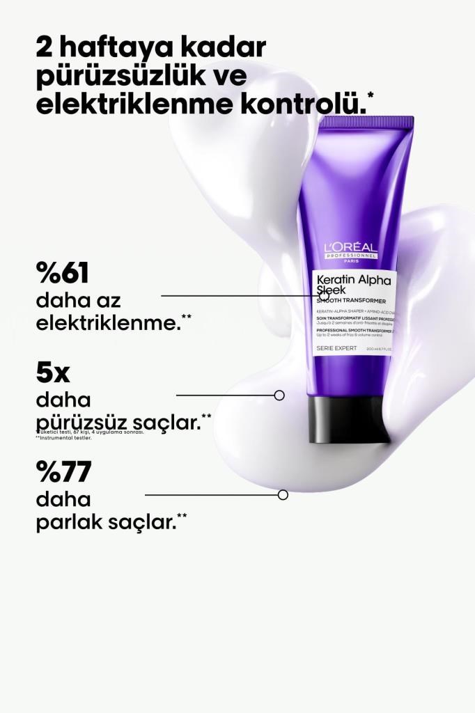 Loreal Professionnel Keratin Alpha Sleek Smooth Transformer 200 ml Saç Kremi