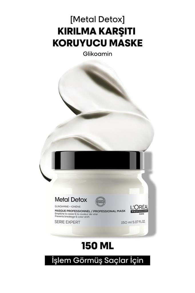 Loreal Professionnel Metal Detox İşlem Görmüş ve Yıpranmış Saçlar İçin Kırılma Karşıtı Koruyucu Maske 150 ml