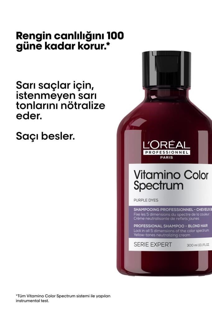 Loreal Professionnel Vitamino Color Spectrum Sarı Saçlar İçin Sarı Tonlarını Nötralize Edici Mor Şampuan 300 ml