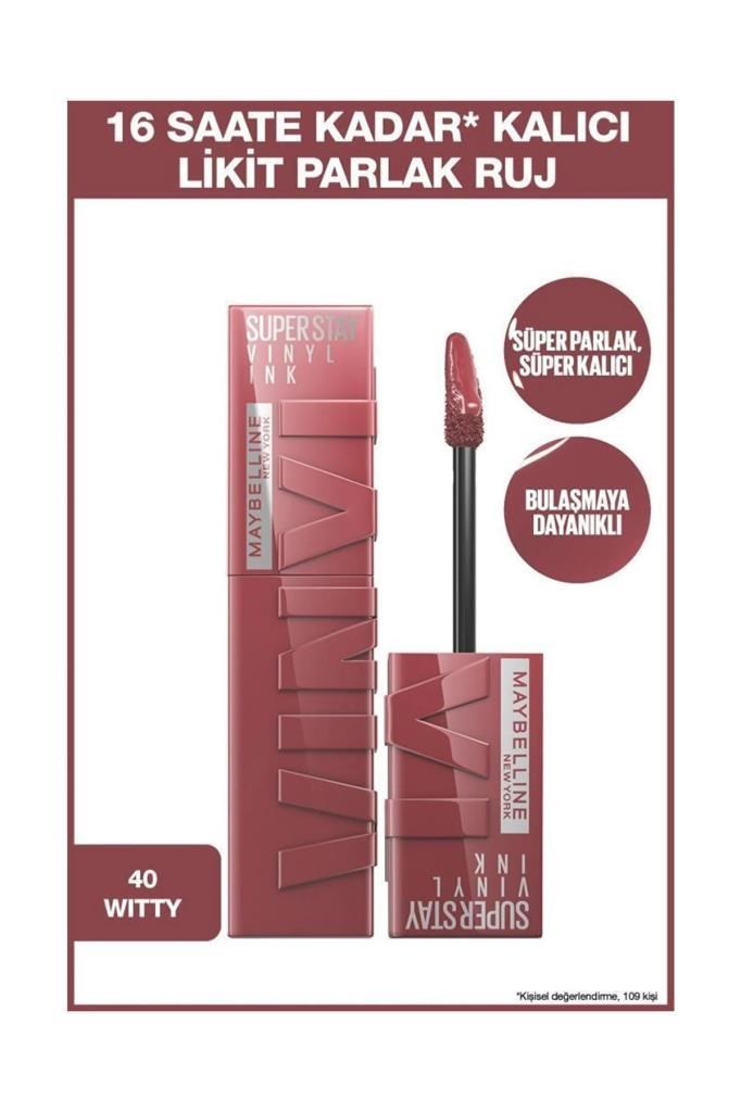 Maybelline New York Super Stay Vinyl Ink 40 Witty Ruj