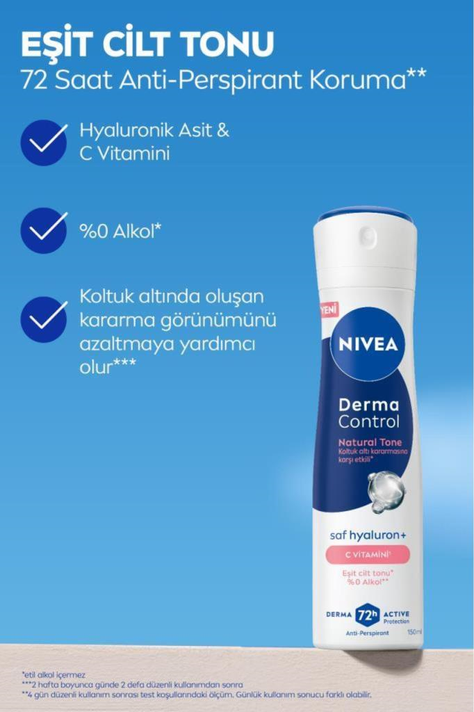 Nivea Derma Control Natural Tone Kadın Deodorant Spreyi 150 ml