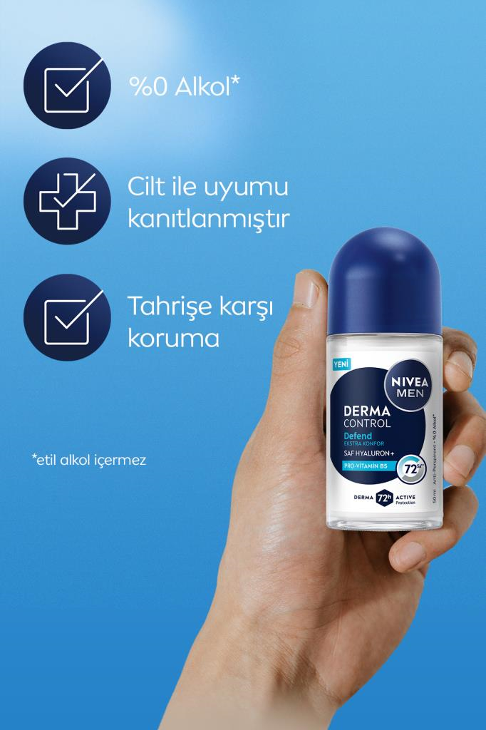 Nivea Men Derma Control Defend Erkek Roll-On Deodorant 50 ml