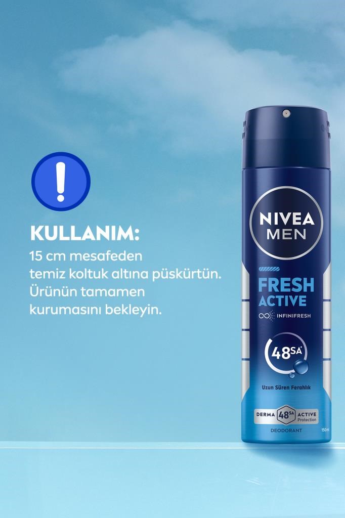 Nivea Men Fresh Active Deodorant Sprey Erkek Deodorant Spreyi 150 ml 