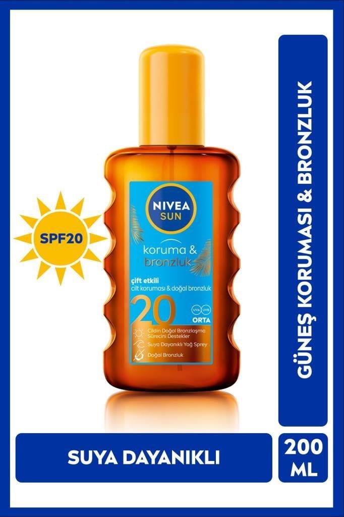 Nivea Sun Koruma&Bronzluk SPF20 Doğal Bronzluk Güneş Spreyi 200 ml 